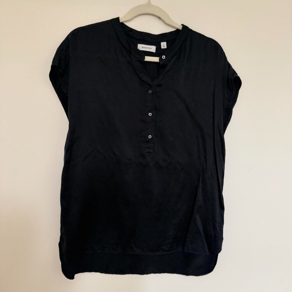 Aritzia Babaton 100% Silk Cap Sleeve Blouse Minimalist Chic - Medium